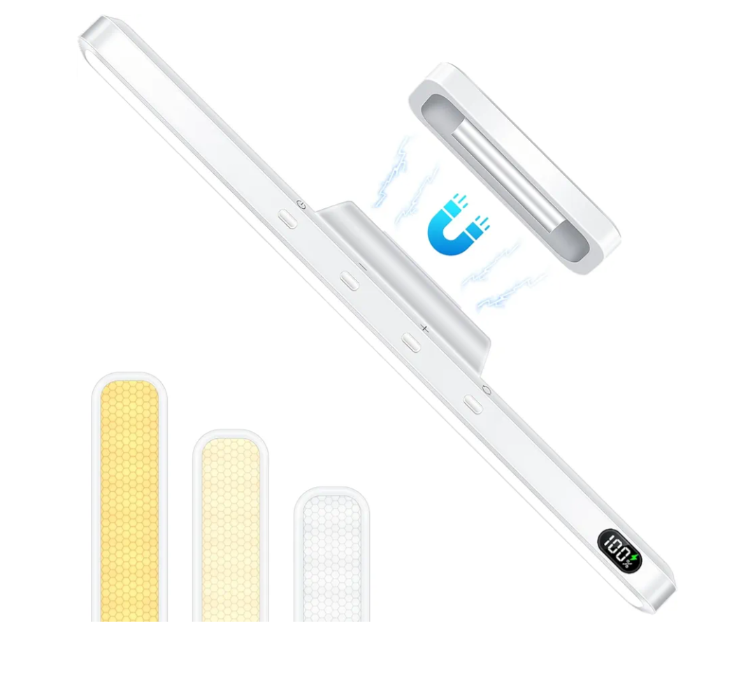 3W Magnetic Light Bar, Eye-Friendly Makeup Lighting, 2000mah Vanity Lights for Mirror with Battery Display, Button Control Rechargeable Light Bar for Cabinet, Closet, Bathroom and Desk