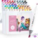 Ohuhu Alcohol Markers: 60 Colors Slim Broad and Fine Double Tipped Kaala Marker for Artists Adults Coloring Drawing Cartoon Anime Comic - Professional Art Pens with Ink Refillable Giftable Pen Set