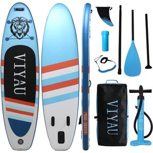 Inflatable SUP Board, Stand Up Paddling Board Equipped with 3-Piece Adjustable Aluminum Paddle + Hand Pump, 320 × 81 × 15 cm 