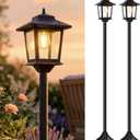 PASAMIC Outdoor Solar Post Lights, 2-Pack 63" Dusk to Dawn Solar Lamp Posts, Waterproof Floor Lamps, Warm White Pole Lights for Patio with Replaceable Bulb (Black)
