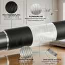 8 Inch 8 Feet Flexible Aluminum Ducting 4 Layer Protection Dryer Vent Hose for HVAC Heating Cooling Ventilation and Exhaust, 2 Clamps Included, black