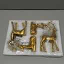 QIANLING 4Pcs Gold Reindeer Figurines Christmas Decorations - Elegant Resin Deer Statues for Tabletop, Mantel, or Shelf, Modern Gold Reindeer Sculpture Ornaments for Home Decor Idea