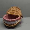 Wicker Picnic Basket with Removable Liner Empty Picnic Baskets with Lid for 2, Picnic Hamper with Foldable Handles for Picnic 2,Checkered