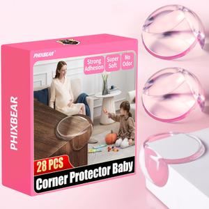 4 x Baby Proof Corner Protectors (28 Pack), Extra Soft Silicone Sharp Bumpers and Guards for Bed, Table, and Furniture Edges, Clear