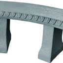 EMSCO Group Garden Bench Statue Resin Construction with Natural Granite Look Lightweight Decorative Indoor/Outdoor Bench 12 Inch Height