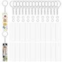 Acrylic Keychain Blanks, Clear Keychains Set Including Rectangle Clear Acrylic Ornament Blanks(2 x 8cm)20Key Rings with Chain and 20Jump Rings Blanks Key Tag Bulk for Key Chain Jewelry Labels DIY Craft
