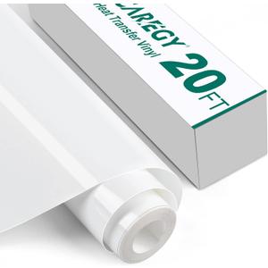 CAREGY Heat Transfer Vinyl HTV Iron on Vinyl for T-Shirts 12 Inches by 20 Feet Roll (White)