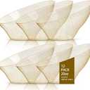 bUCLA 11 Pack Gold Glitter Plastic Serving Bowls - 20 OZ Disposable Snack, Fruit, Chip, Candy Angled Serving Bowls for Party & Thanksgiving