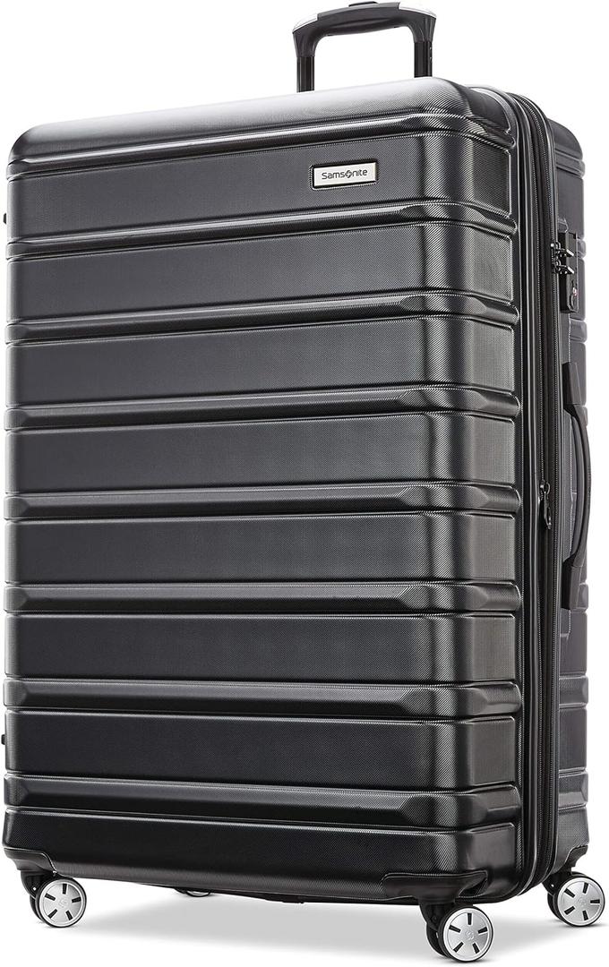 Samsonite Omni 2 28-Inch Large Checked Hardside Luggage with 360 Spinner Wheels - Scratch Resistant Hardshell - TSA Lock - Expandable Polycarbonate Shell for Lightweight Travel - Midnight Black