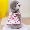 Strawberry Print Dog Dress for Small Dogs & Cats, 100% Cotton, White, X-Small