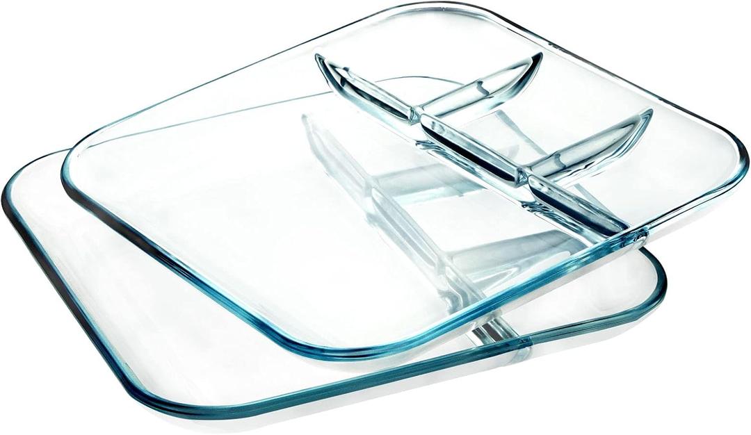 NUTRIUPS Durable Divided Plates 9 inch, 2 -Piece, Divided Dinner Plates Portion Control Plates for Adults Bariatric Diet, Microwave& Dishwasher Safe