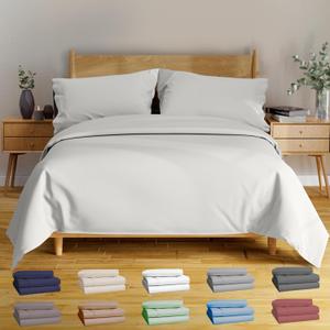 BAMPURE Luxury Series Full Sheet Set - 100% Pure Viscose derived from Bamboo Sheets Full Size Sheets Set - Super Soft Viscose Bamboo Cooling Sheets for Hot Sleepers - Up to 16 Deep Pocket (White)