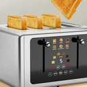 Whall 4 Slice Touch Screen Toaster, Stainless Steel Toasters Digital Timer, Dual Control Panel Toasters，6 Shade Settings＆6 Bread Types, Smart Wide Slots, Bagel, Cancel, Defrost,Silver