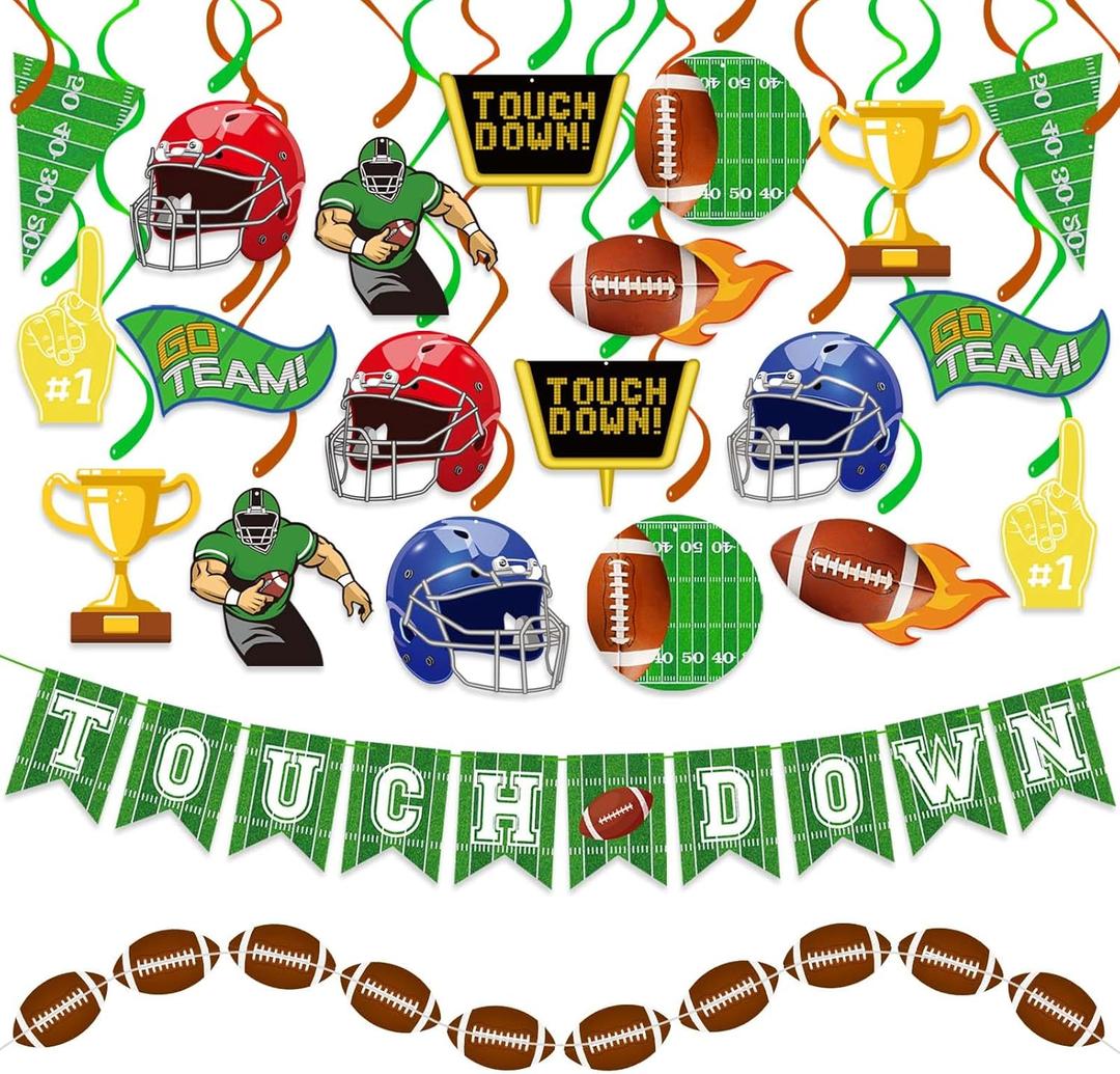 34Pcs Football Party Decorations Football Decor Game Day Party Supplies Accessories Birthday Tailgate