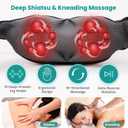 Nekteck Shiatsu Neck Massager with Heat for Pain Relief Deep Tissue, 2026 Upgraded 3D Back Shoulder Kneading Massage Pillow, Mother's Day Father's Day Relaxation Gifts for Mom Dad, Black(NOT Cordless)