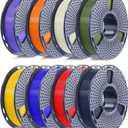 250g PLA+2.0 Filament 1.75mm Bundle, 3D Printer Filament Bundle Multicolor, Individually Vacuum Packed, 250g Spool, 8 Rolls, BoneWhite+Midnight+Red+Yellow+OliveGreen+Blue+Orange+Purple