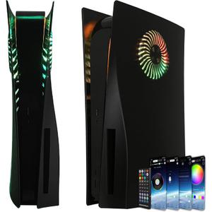 Faceplate with RGB Light Strip for PS5 and Dust Filter for Cooling Vents DOBEWINGDELOU 400+ Effects LED Light Ring Console Cover for Disc Edition DIY Decoration Kit Accessories Black