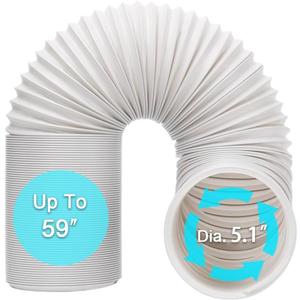BEWAVE Portable Air Conditioner Hose, Portable Exhaust Vent Hose with 5.1 Inch Diameter, Universal Replacement AC Vent Hose Length up to 59"
