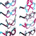 24 Pieces Music Party Decorations Funny Mask Paper Eyeglasses Fancy Costume Glasses Photo Booth Props Music Birthday Party Decorations Supplies for Boy Girl Kids Party Favors Gift Bag Filler