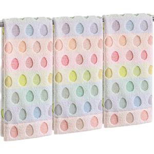Hahafelt 3 Pcs Easter Hand Towels for Bathroom Easter Bunny Egg Rabbit Pattern 100% Cotton Absorbent Cute Spring Decorative Towels for Bathroom Kitchen Decor Gift, 13.4 x 30 Inch(Pastel,Egg)
