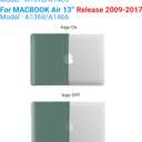 IBENZER Compatible with Old Version MacBook Air 13 Inch Case (2010-2017 Release). Models: A1466 / A1369, Plastic Hard Shell Case with Keyboard Cover for Mac Air 13, Midnight Green, A13MTGN+1