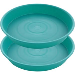 2 Pack of 16 17 inch Plant Saucer (15 inch Base), 2.3" Depth, Plant Trays for Pots, Plastic Plant Saucers for Indoors, Bird Bath Bowls, Flower Pot Drip Trays for Planter (17", Teal)