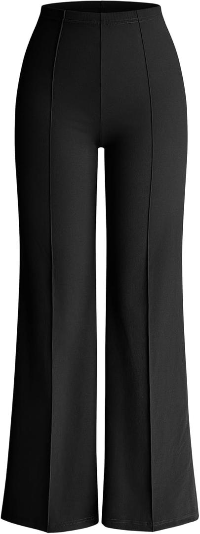OQQ Women Wide Leg Pants High Waist Casual Pants Fall Clothes Outfits (Medium, Black)