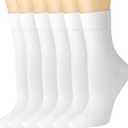 Losa Kute Super Soft Crew Socks Cozy Causal Athletic Socks 6 Pairs (White, M)