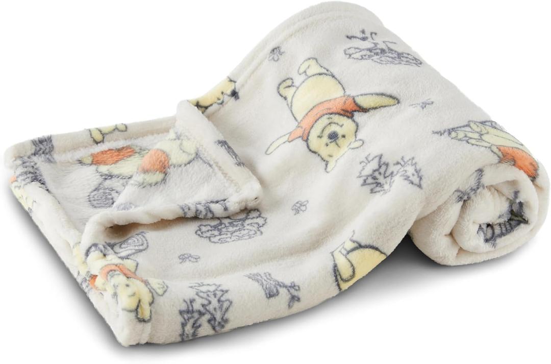 Disney Characters Flannel Fleece Baby Blanket - Soft & Cozy 30x40 Inches, Featuring Mickey Mouse, Minnie Mouse, Winnie The Pooh, and Dumbo