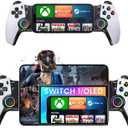 Wireless Phone Controller for iPhone/Android/Switch 1/2/OLED/iPad Mini With Hall Joystick, LED Mobile Gaming Controller for iOS Support Xbox, Steam Link, GeForce Now, Arcade,Call of Duty, Roblox (White-Xbox Layout)