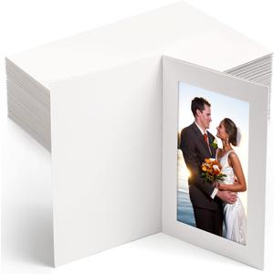 150 Pack Photo Folders Cardboard Picture Frame Photo Frame Note Cards Cardboard Folders Paper Greeting Cards Inserts for Portraits Christmas Wedding Graduation(4 x 6 Inch,White)