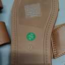 Katliu Women's Flat Sandals Two Strap Slide Sandals Open Square Toe, Brown US 7