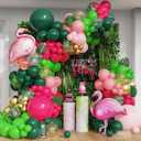 Flamingo Tropical Balloon Arch Kit for Luau & Pool Party Decorations - 143pcs Hawaiian Theme Pink Flamingo Balloons Garland Hot Pink Dark Green Aloha Summer Beach Birthday Supplies