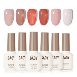 GAOY Sunset Sheer Jelly Gel Nail Polish of 6 Transparent Nude Red Pink Coral Colors Sheer Gel Polish Kit for Salon Manicure and Nail Art DIY at Home