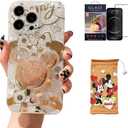 Cartoon Case for iPhone 7/8/SE 4.7" with HD Screen Protector, Minnie Mouse with Quicksand Cell Phone Holder Strap Soft TPU Shockproof Protective for Girls Women