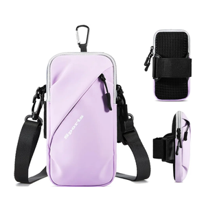 Phone Holder Arm Bands, Small Crossbody Shoulder Holsters Bag with Arm Band, Fits iPhone and All Cell Phones, Use for Running, Walking, Hiking & Biking (Plus Size Purple)