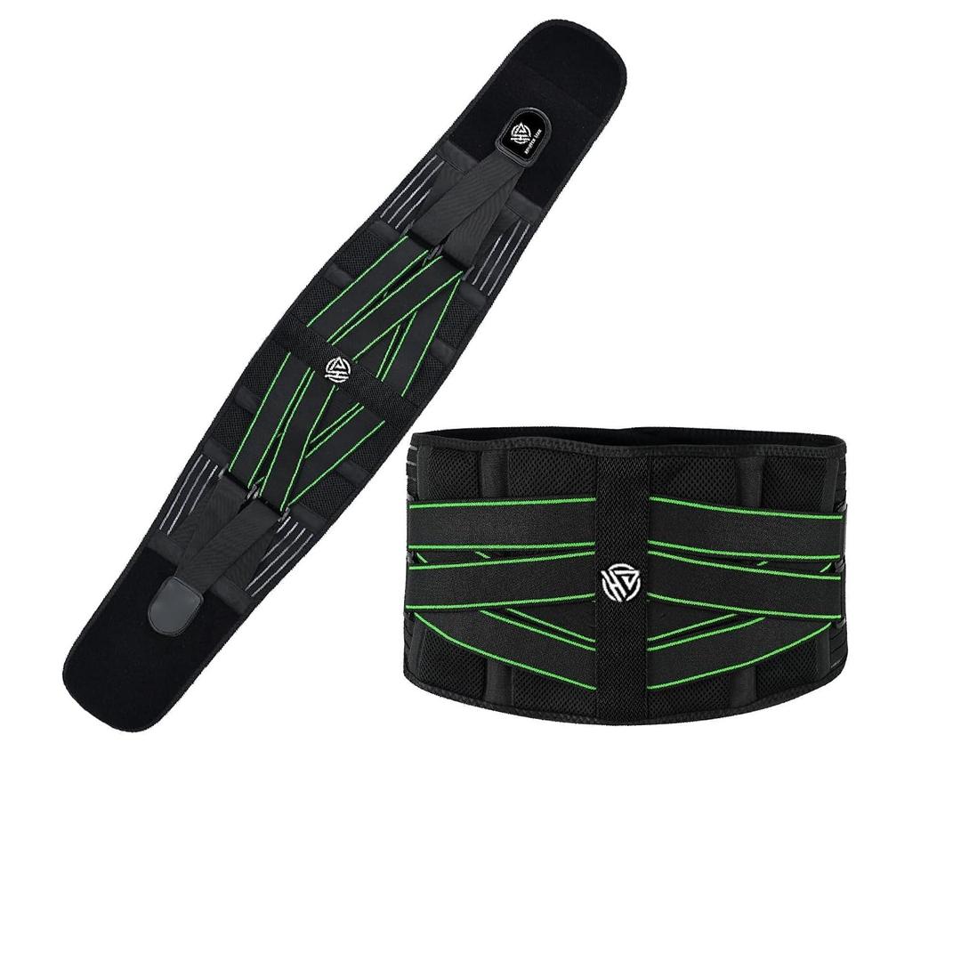 Back Brace for Lower Back Pain, Breathable Back Support Belt for Men and Women, Adjustable Support Straps Anti-skid Lumbar Support Pad for Pain, Sciatica, Herniated Disc (Green, Medium (Waist: 33.5"-39.4"))