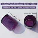 VOHO 12pcs Purple Votive Candle Holders for Christmas Holiday Decorations, Vintage Glass Votive Candle Holder for Coffee Table Centerpiece, Ribbed Tealight Candle Holder for Birthday Gifts