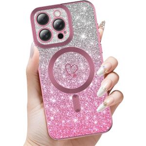 for iPhone 15 Pro case, Compatible with MagSafe, Luxury Plating Heart Pattern Design, Full Camera Lens Protector Soft TPU Protective Phone Case for Women Girls 6.1" (Pink) for iPhone 15 Pro case, Compatible with MagSafe, Luxury Plating Heart Pattern Design, Full Camera Lens Protector Soft TPU Protective Phone Case for Women Girls 6.1" (Pink)