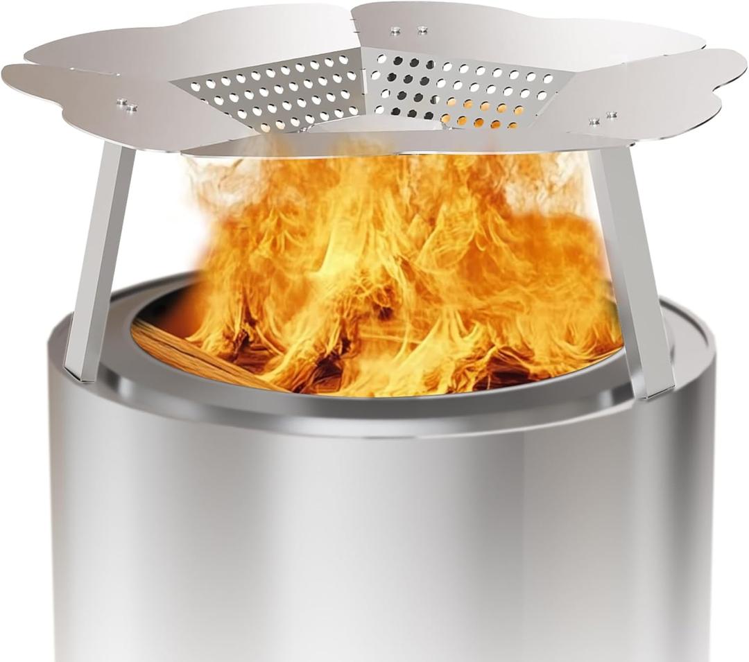 Heat Deflector for Solo Stove Bonfire 19.5", Portable 304 Stainless Steel Bonfire Heat Deflector, Fire Pit Heat Diffuser with Carrying Handle & Leg for Solo Stove Accessories Easy to Install (Silver)
