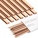 45 PCS 15% Silver Brazing Rods for HVAC, BCuP-5 Copper Brazing Rods for Refrigeration, 0.05" x 0.13" x 12" Flat Brazing Rod Works with Induction Brazing Tool, Self-Fluxing on Copper, Vacuum-Sealed