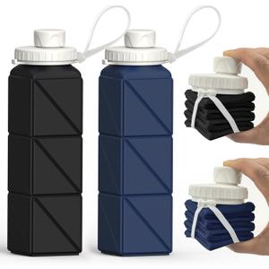 BEAUTAIL Collapsible Water Bottles 20.6oz, Silicone Foldable Portable Travel Water Bottle, Lightweight Reusable Leakproof for Traveling Camping Hiking Cycling Yoga Sports Outdoor