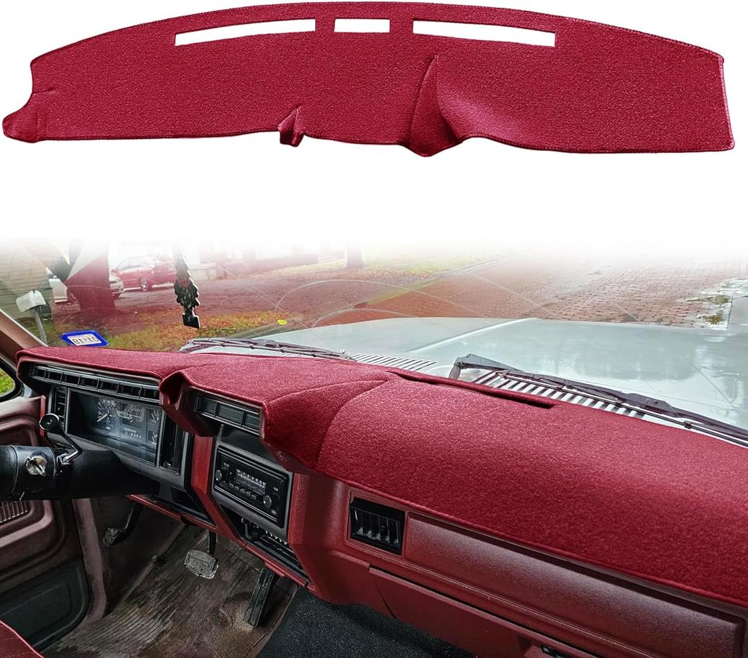 Yiz Dash Cover Mat Custom Fit for Ford F100 F150 F250 F350 Bronco 1980 1981 1982 1983 1984 1985 1986 Dashboard Cover Pad Carpet Protector (80-86 Maroon) J71