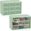 Wenqik 2 Pcs Mini Storage Drawers Teacher Toolbox Organizer with 9 Clear Drawers Small Plastic Desktop Teacher Desk Craft Organizer for Classroom Office 7" x 3. 9" x 4. 7"(Green)