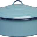 5-Quart Casserole Dish with Lid, Durable Enamel Steel, Oven & Induction Safe Casserole Dishware - Hispanic Dutch Oven for Arroz Con Pollo, Stews, Large Family Meals (Turquoise Blue)