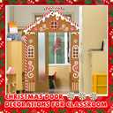 71 Inch 3 Pcs Christmas Door Decorations for Classroom Gingerbread Party Porch Banner Merry Christmas Gift Wrap Door Banner Xmas Cover for Classroom Home(Fresh Style)