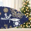 CaliTime Christmas Throw Pillow Covers Decorative 20 X 12 Inches Pack of 2 Cozy Fleece Snowflakes Cushion Cases for Couch Sofa Bed Living Room Navy Blue
