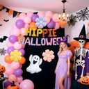 JeVenis Groovy Halloween Birthday Decorations Hippie Halloween Banner Garlands Groovy Ghoul Balloons for Retro Vintage Spooky Ghost Birthday Party Supplies (Orange1)