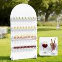 6 ft 4-Tier Champagne Wall Holder for Party, Champagne Flute Wall Holds 32 Glasses, PVC White Display Stand for Wine Glasses, Cake Dessert, Wedding Birthday Indoor Outdoor Party Decorations