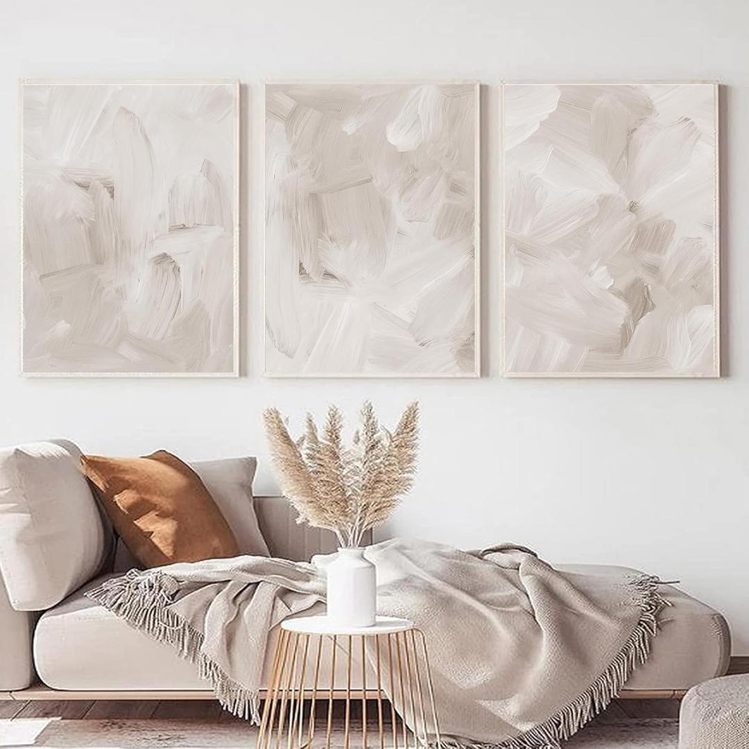 Abstract Neutral Canvas Wall Art for Living Room Bedroom Modern Home Artwork Beige Texture Canvas Painting Watercolor Picture Beige White Neutral Prints Abstract Picture 16x24inchx3pcs No Frame (24L" x 16W")